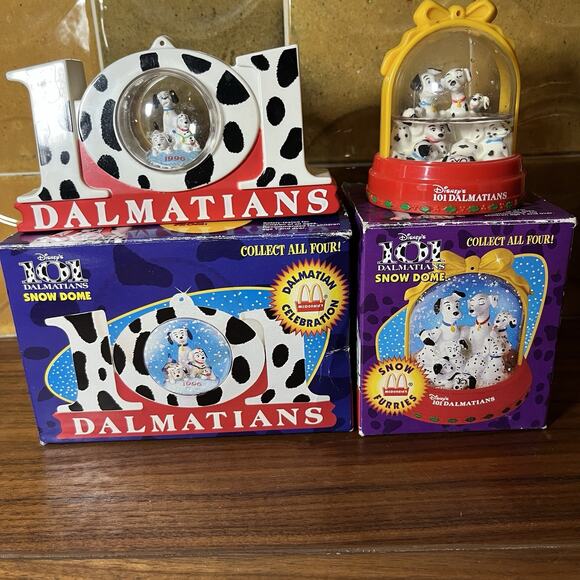 Disney 101 Dalmatians McDonald’s Snow Globe Set of 2 - Picture 1 of 6
